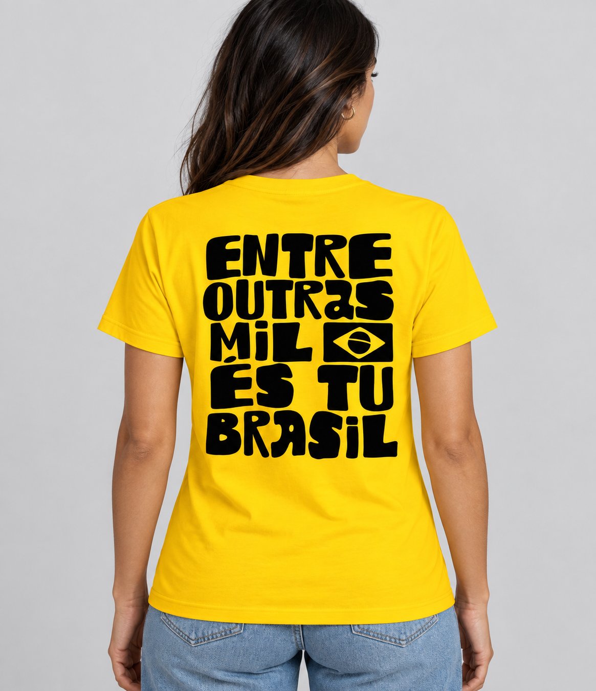 Camisa Entre outras mil és tu Brasil — mulher, costas